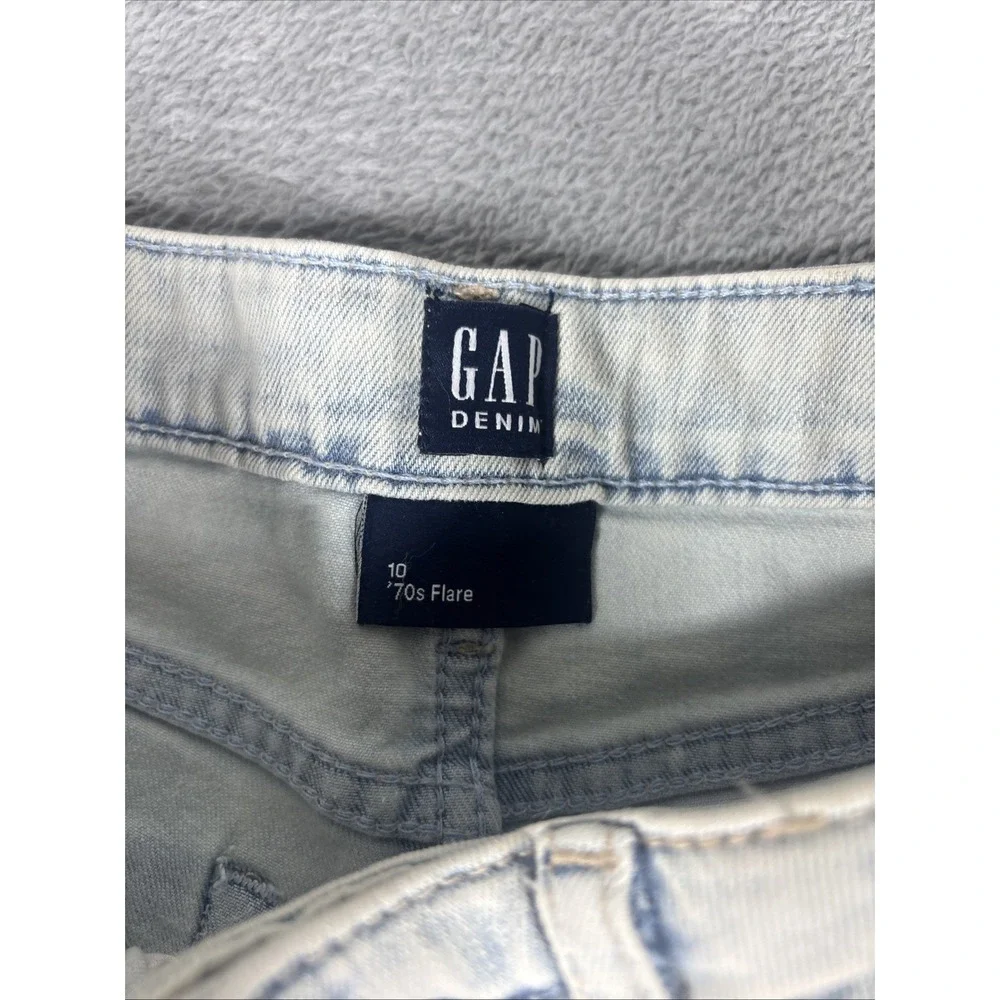 GAP Denim Girls' 70's Flare Stretch Adjustable Waist Studded Jeans Light 10 NWT